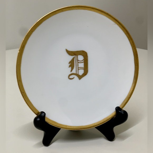 Vintage J & C Bavaria Peerless Gold Trim Letter D Monogram Plate - Picture 16 of 16